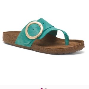 Yokono Turquoise Sandals with Gold Buckle